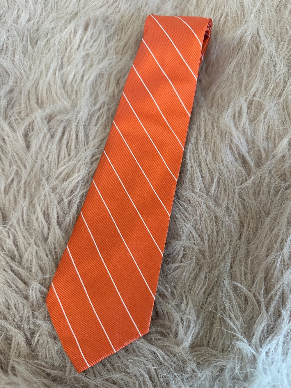 Ralph Lauren Orange Tie with White Pinstripes